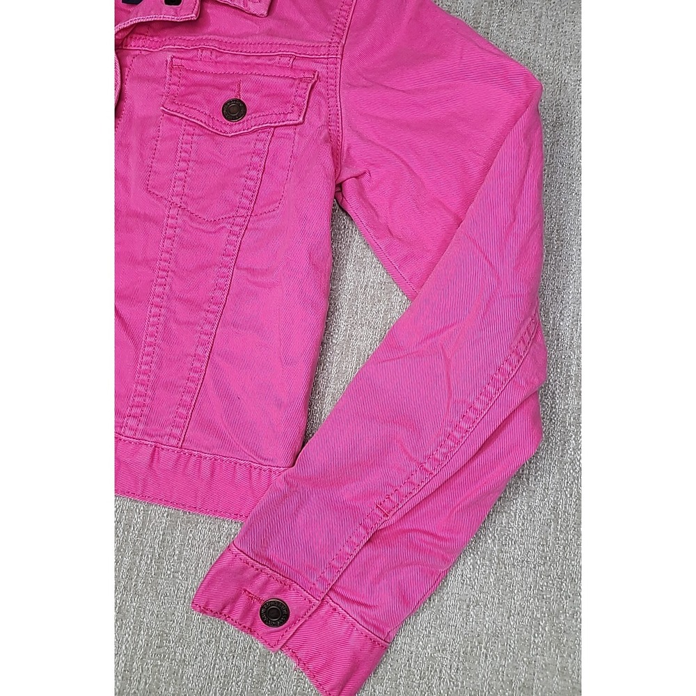 GAP Kids 1969 Denim Jacket Girl XXL Hot Pink Biker Jean Trucker Preppy - Picture 2 of 9
